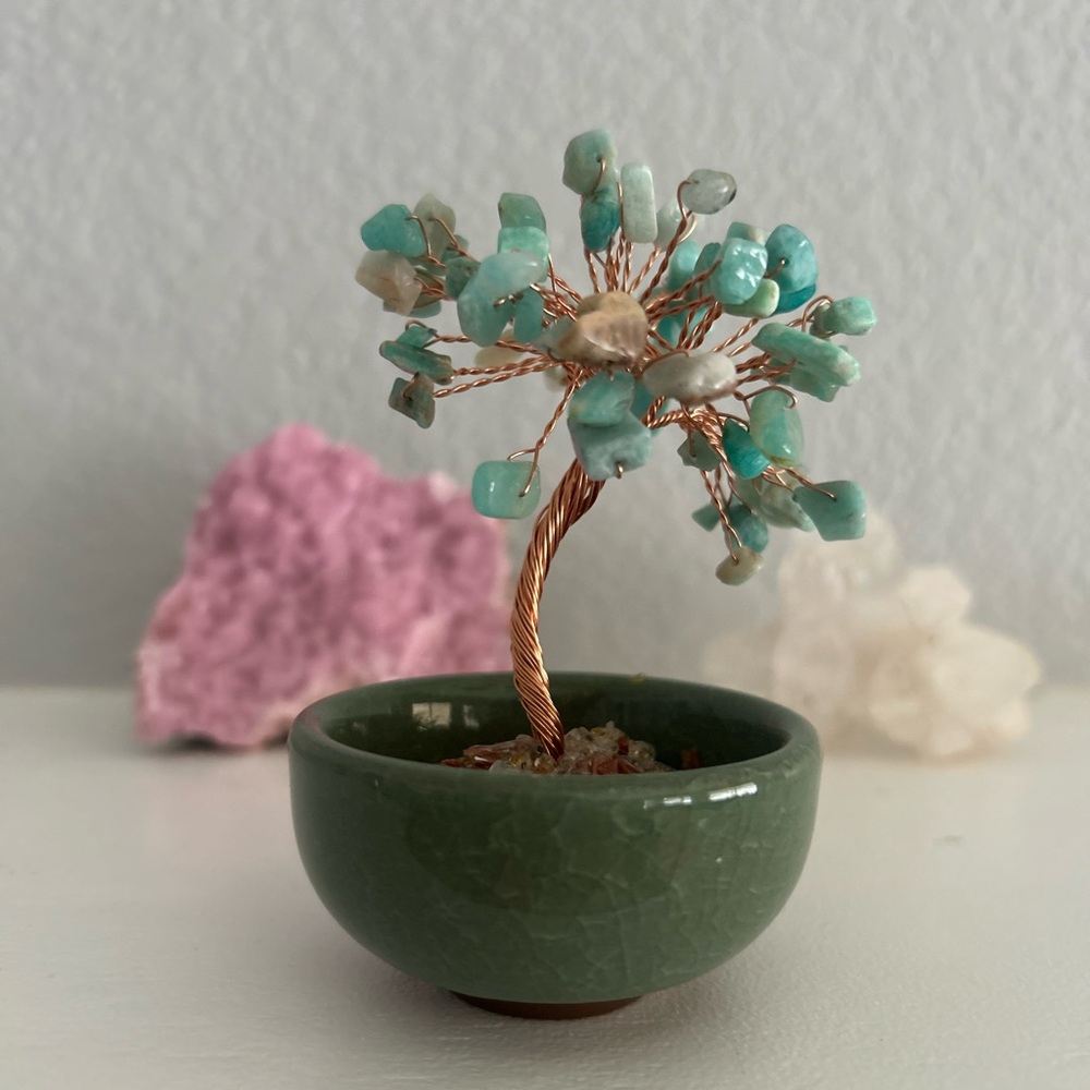 Jade tree with amazonite
